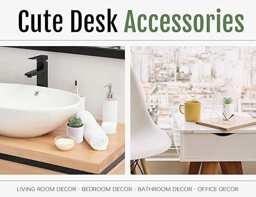 Miniatura 6 de Der Rose Paquete de 3 pequeñas plantas falsas suculentas artificiales en macetas para decoración de escritorio de oficina en casa para mujeres