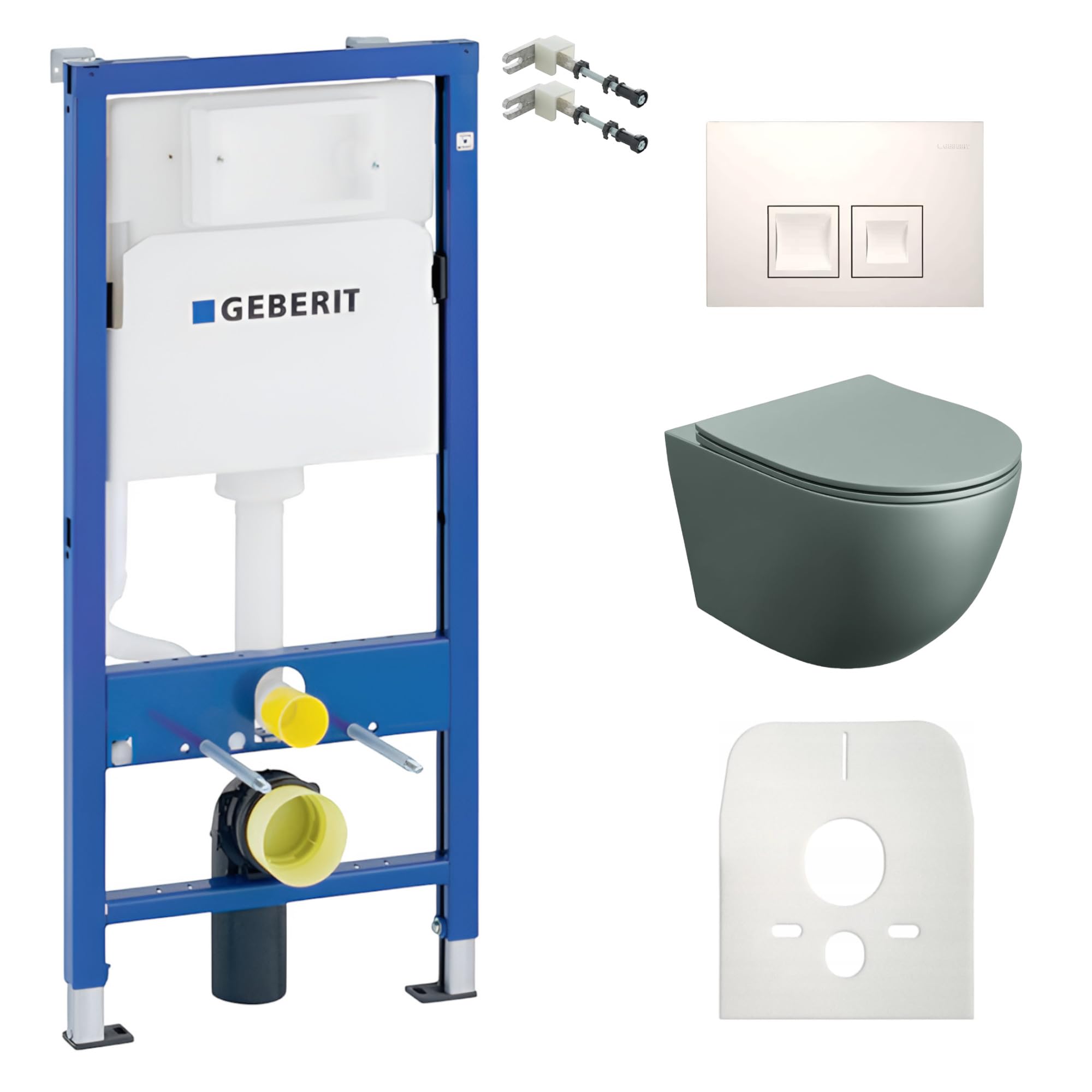 Lavita Duofix Basic Ensemble WC encastré avec élément de chasse d'eau + abattant de WC + panneau de commande Delta 25 avec bouton blanc