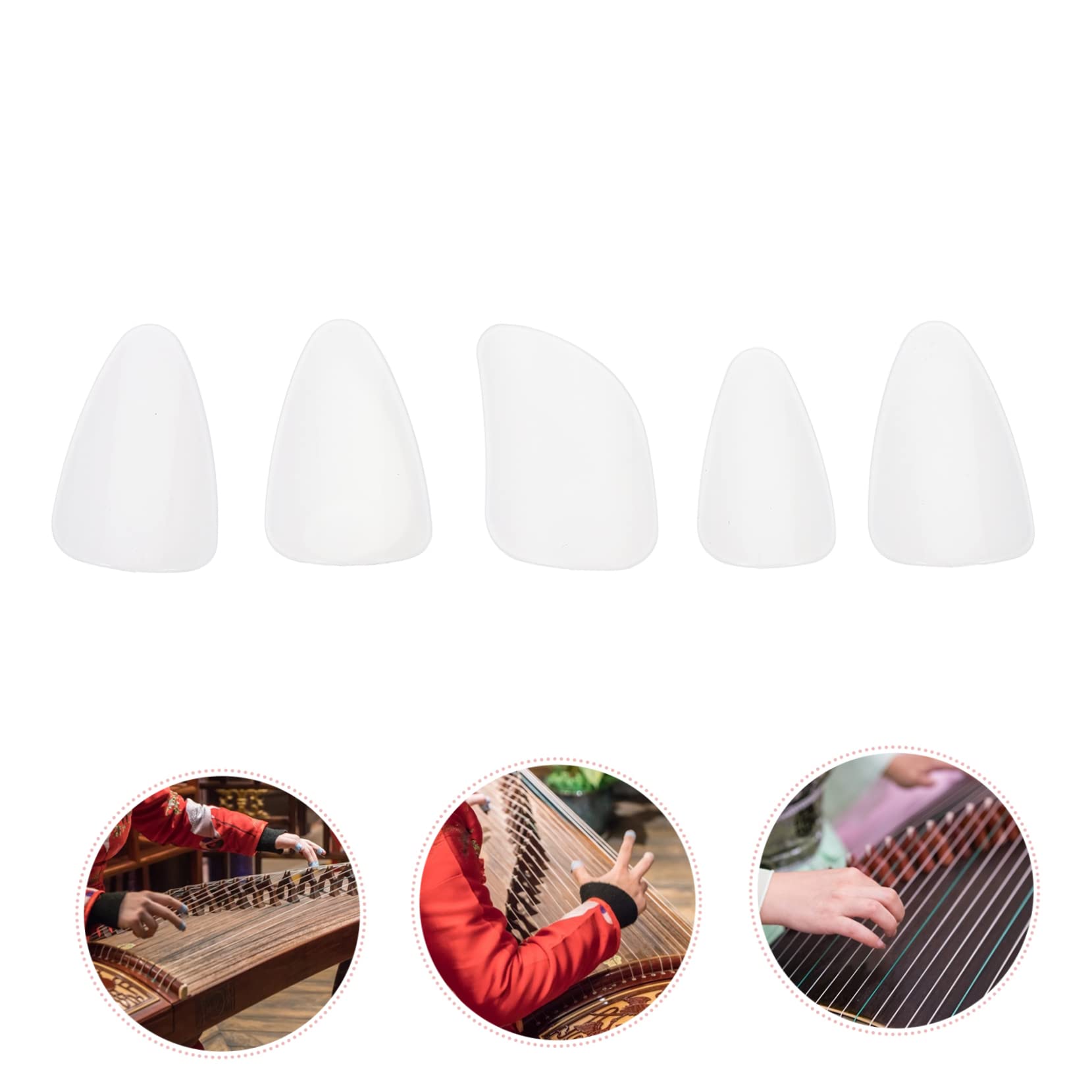 COSMEVIVI 4sets Pipa Parts Musical Instrument Picks Nylon Nail Covers Ergonomic Comfortable for Players 5pcs*4