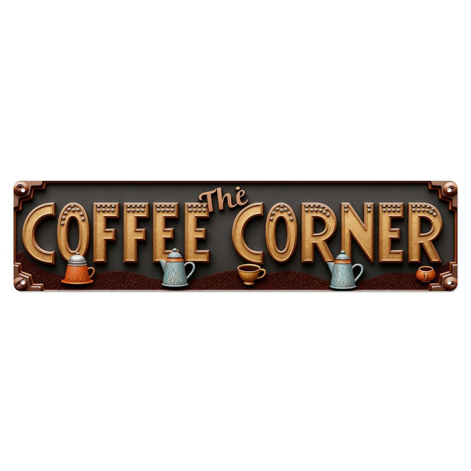 Coffee Corner Sign Design Pattern Metal Tin Sign Plaque