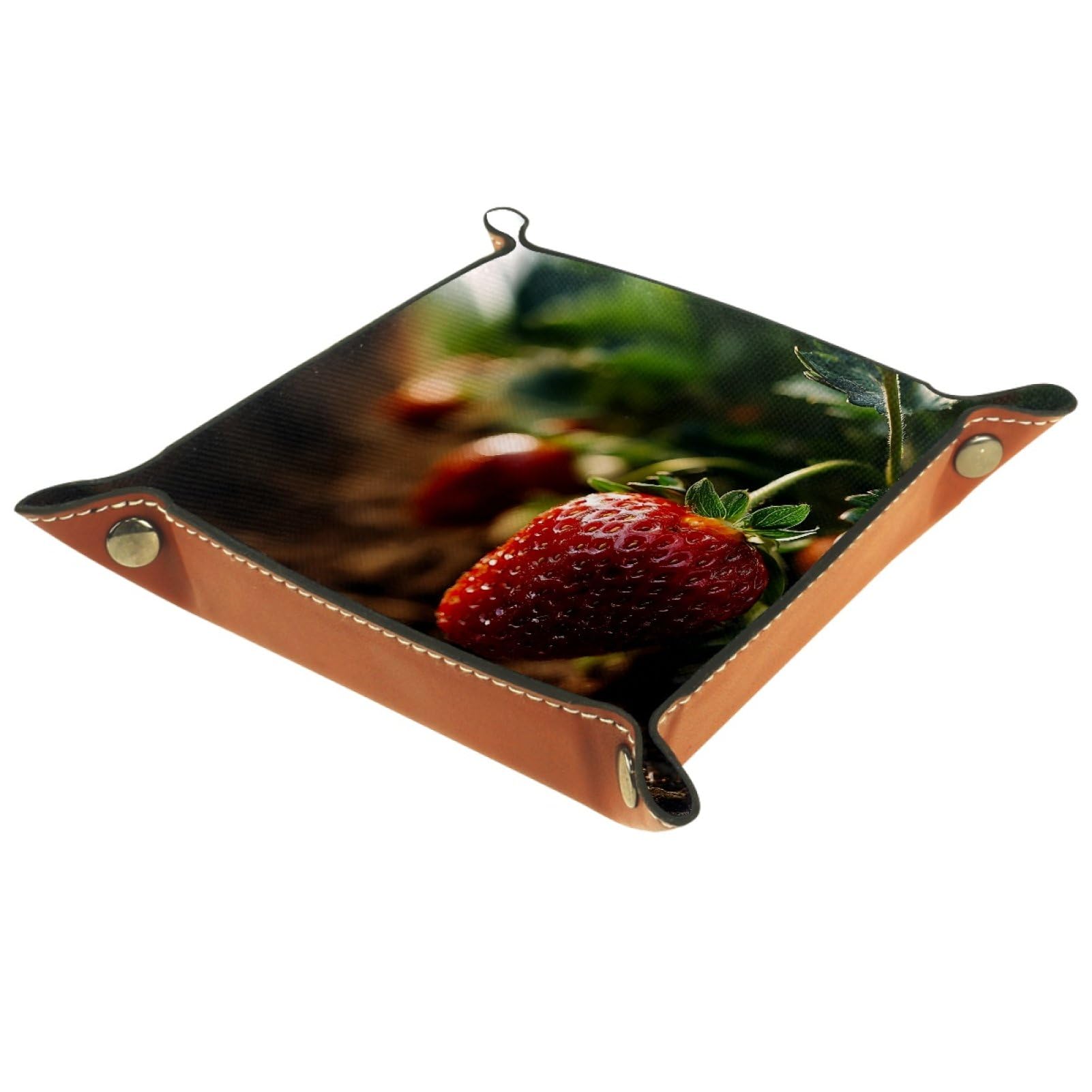 VAPOKF Fresh Strawberries Dice Tray, Folding Microfiber Leather Dice Holder for Dungeons and Dragons RPG Dice Gaming D&D and Other Table Games