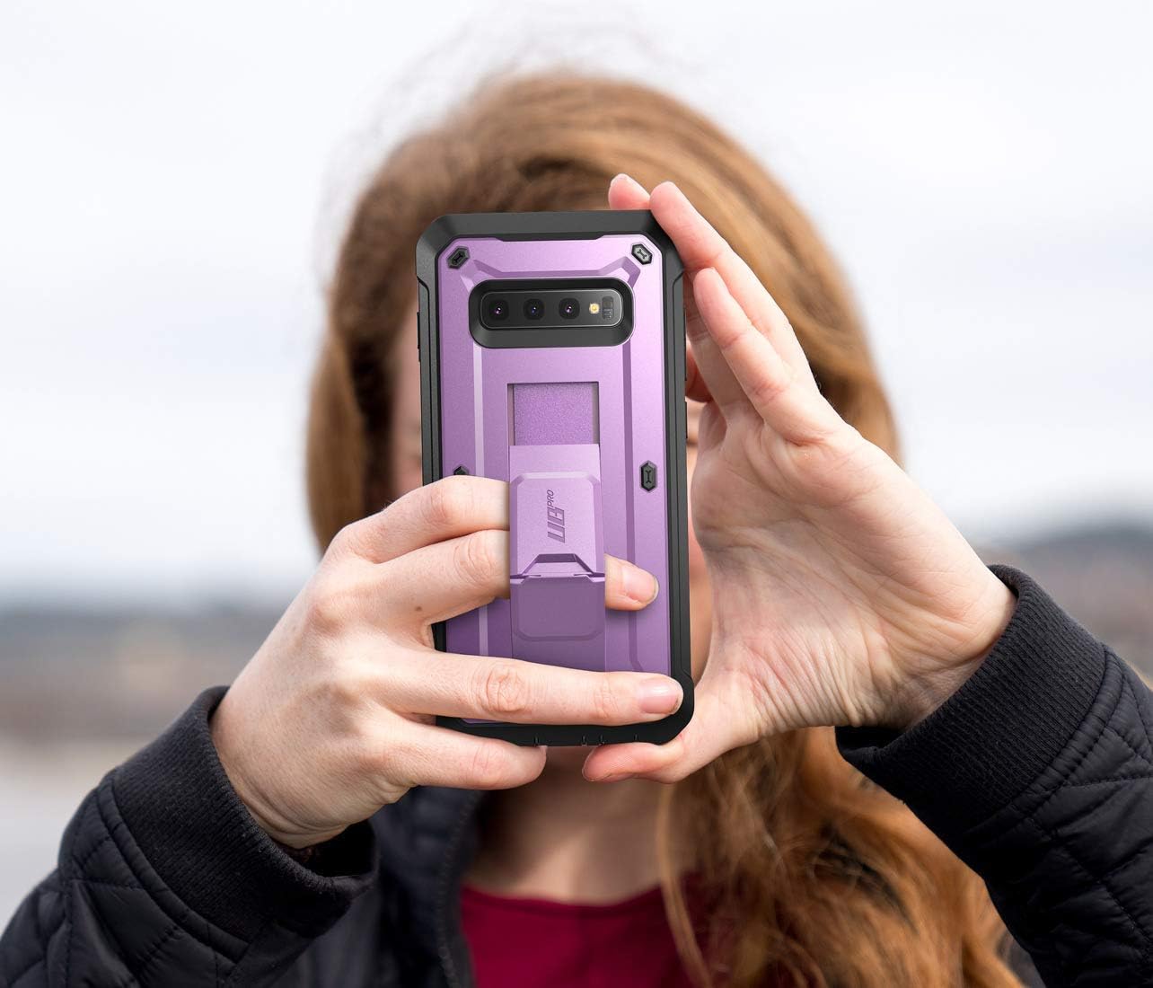 SUPCASE for Samsung Galaxy S10 Case with Satnd (Unicorn Beetle Pro), [Built-in Belt Clip] Heavy Duty Shockproof Rugged Protective Phone Case Without Built-in Screen Protector for Galaxy S10, Purple