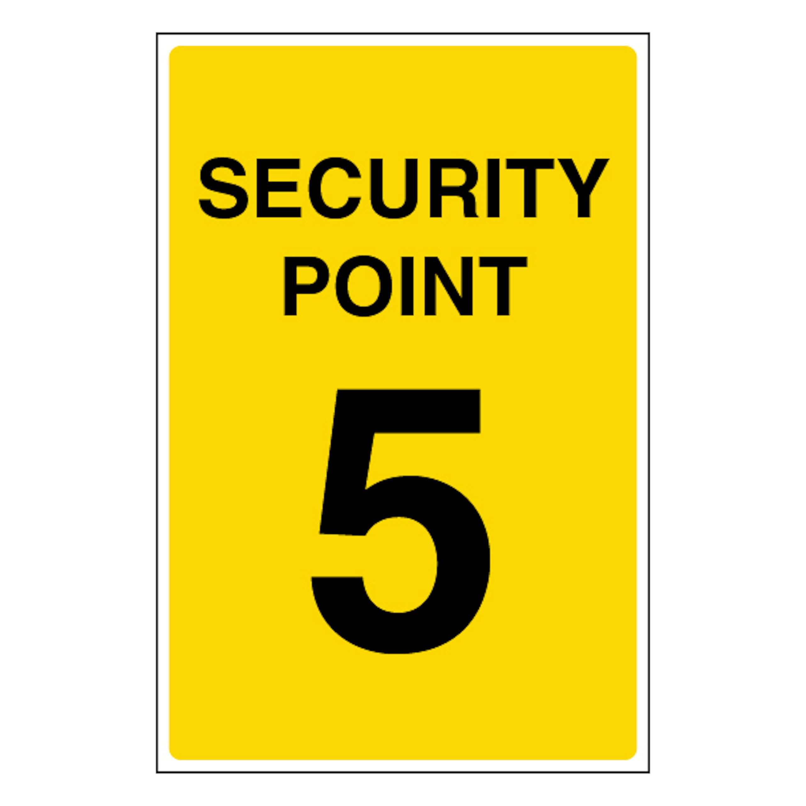 V Safety Security Point 5 200 x 300mm - 2mm Rigid Plastic