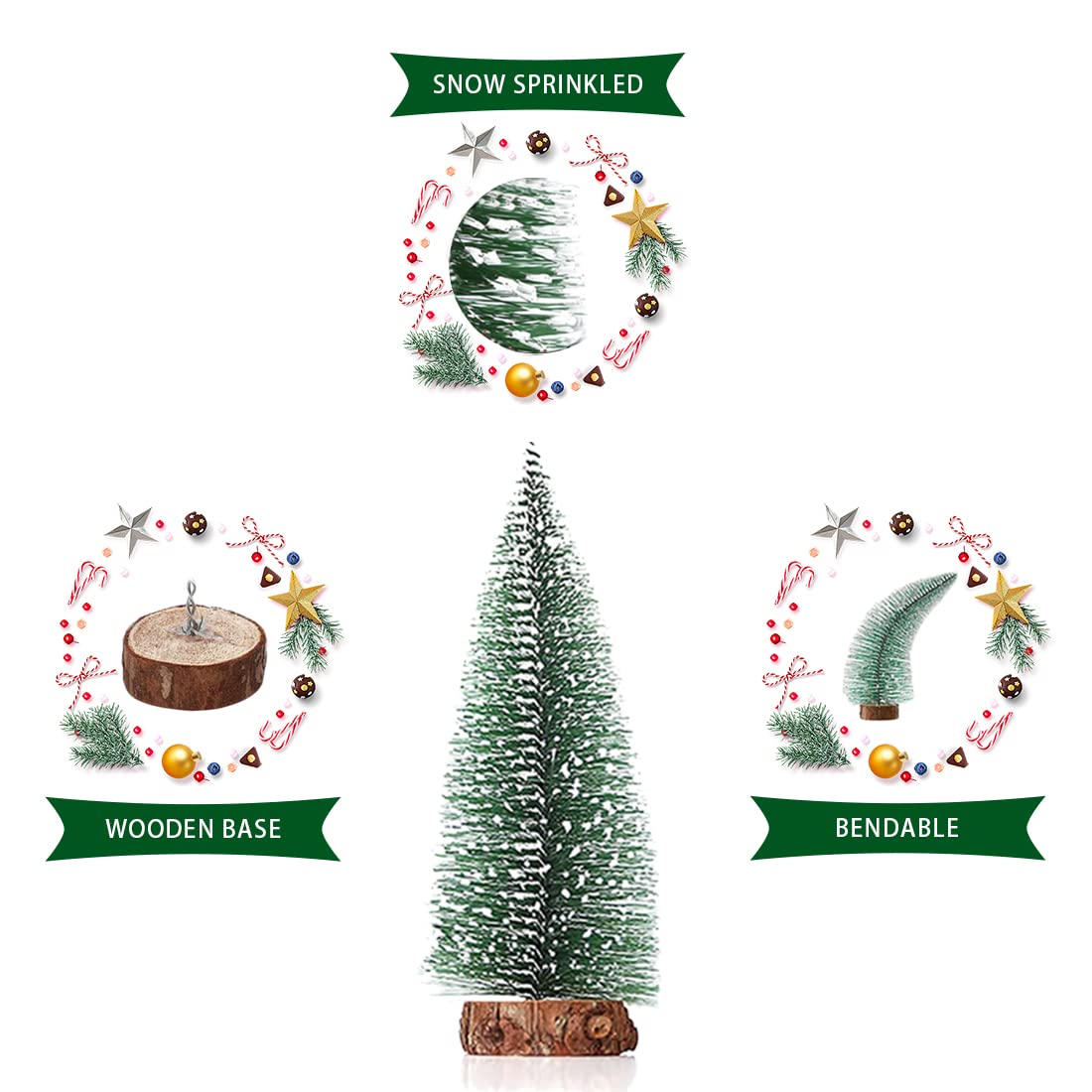 Mini Alberi Di Natale Artificiali – Set Da 9 Pezzi In 3 Altezze (10, 15, 20 Cm) Per Decorazione Da Tavolo, Verde