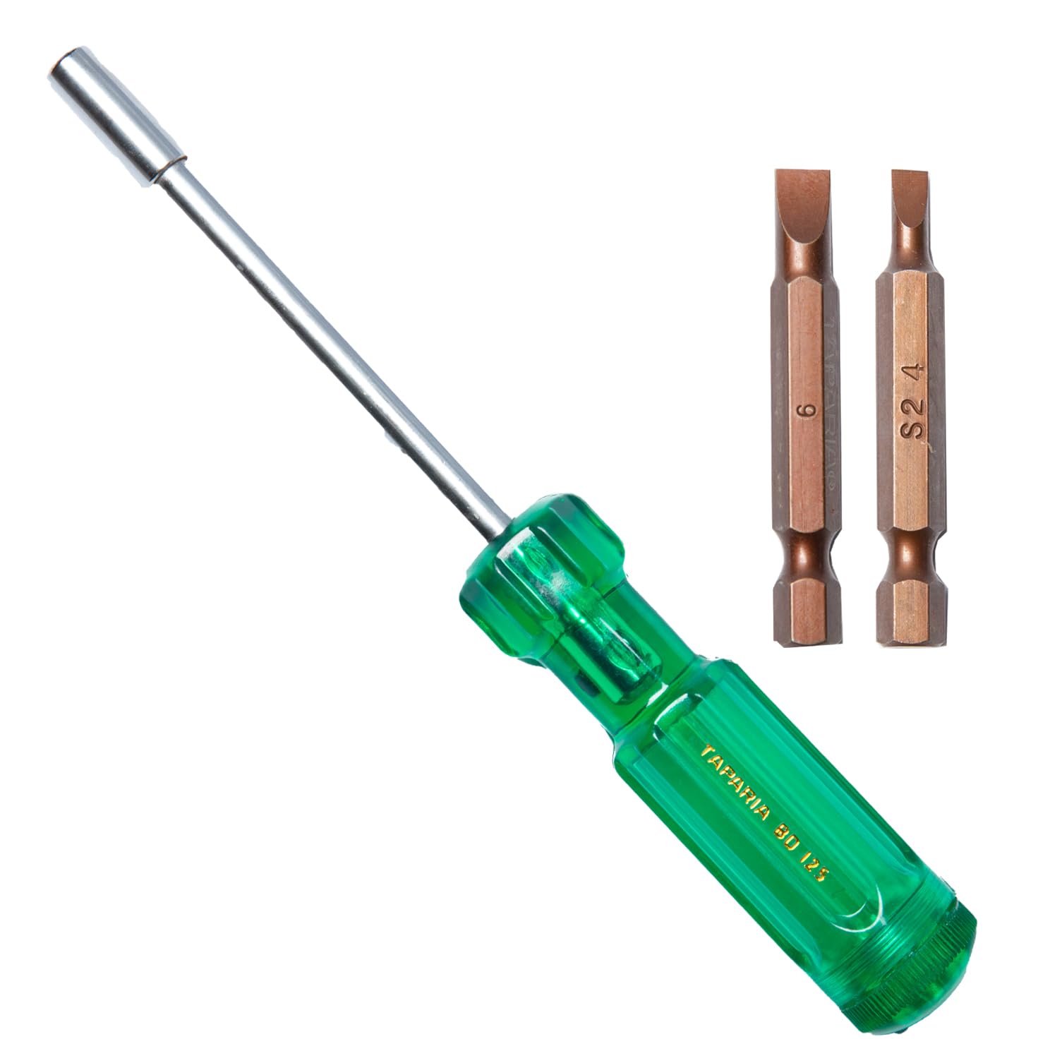 Taparia Make, Bit Holder Screwdriver with 50mm Single Side Bits of 1/4" Hex Shank, S2 Grade, Of Tip Size Slotted 4mm and 6mm Suitable for DIY, Home, Professional & industrial applications