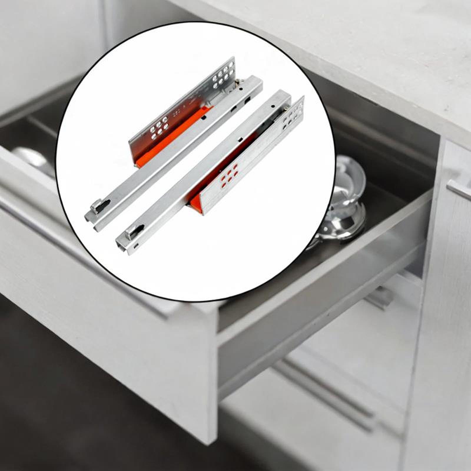 2 Piezas Rieles Correderas Cajón Apoyo Inferior Empuje para Abrir Cierre Suave Montaje Instalación Simple Recomendado para Muebles de Cocina Sa, Longitud 40cm