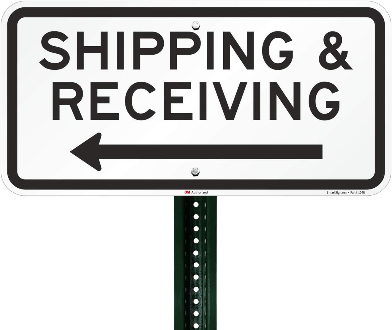 SmartSign-K-2917-HI-12 Shipping & Receiving Sign With Left Arrow By | 12" x 24" 3M High Intensity Grade Reflective Aluminum, Black on White