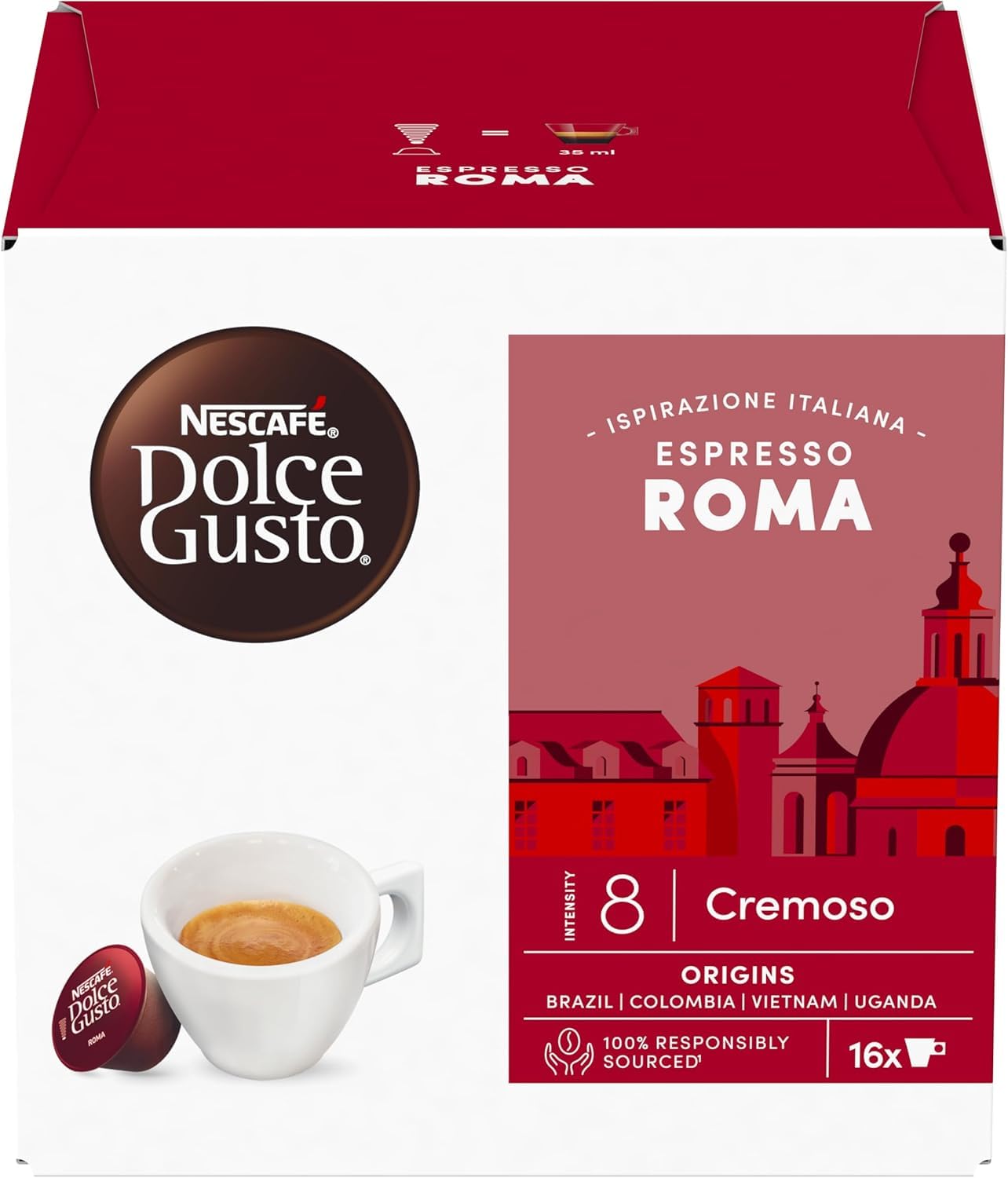Nescafe Dolce Gusto Espresso Roma Coffee Pods By COUGAR | Intensity 8 Cremoso Blend | Italian Inspired Rich & Smooth Roast | Compatible with Dolce Gusto Machines | 16 Capsules | Aromatic Balanced Espresso | Premium Coffee Experience - (Imported-UK)-picture-34