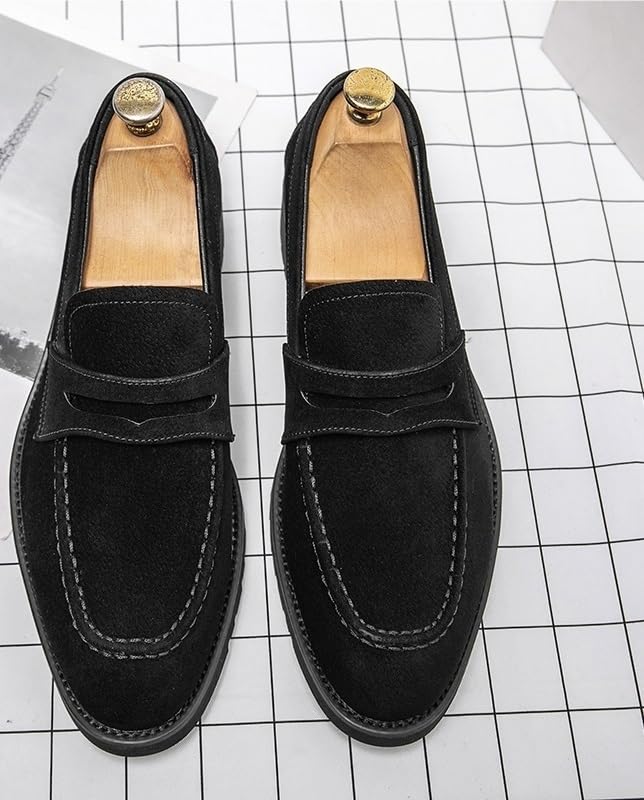 Loafers for Men Round Toe PU Leather Penny Loafers Flat Heel Anti-Slip Comfortable Walking Slip-ons2