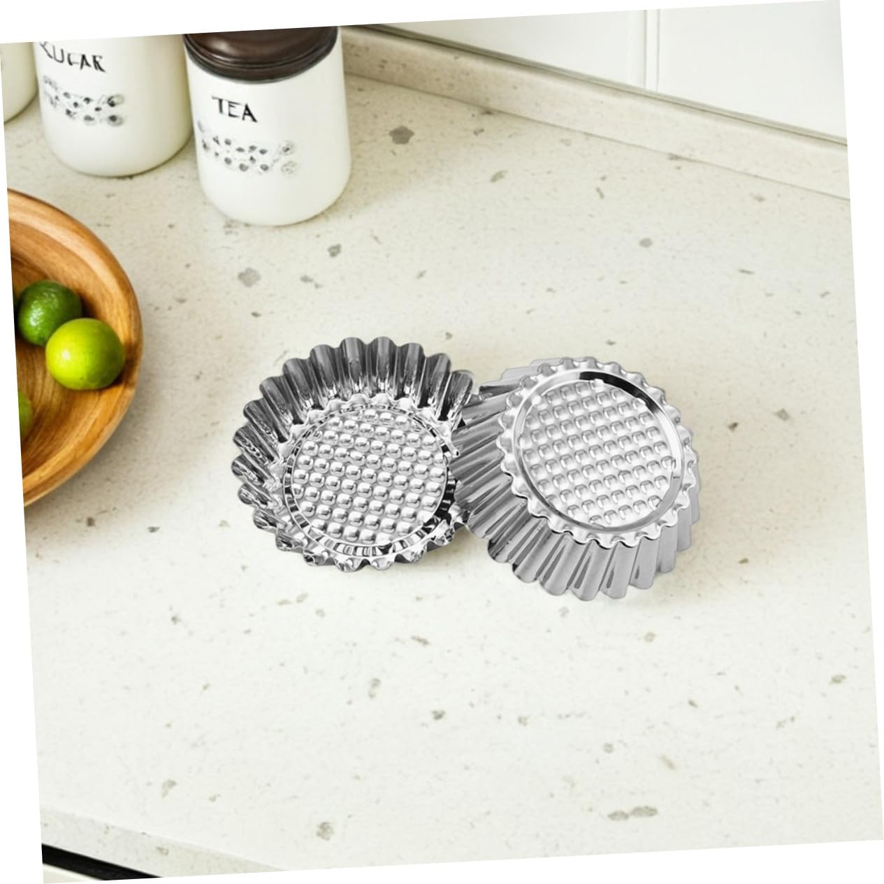 TOYANDONA 30piezas Moldes para Tartaletas de Huevo Mini Moldes Redondos de Acero Inoxidable para Hornear Borde Decorativo de Flores para Hornear Tartas Pequeñas