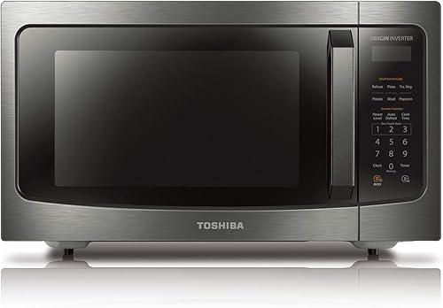 TOSHIBA ML-EM45PIT(BS) Countertop Microwave Oven with Inverter Technology, Kitchen Essentials, Smart Sensor, Auto Defrost, 1.6 Cu.ft, 13.6"