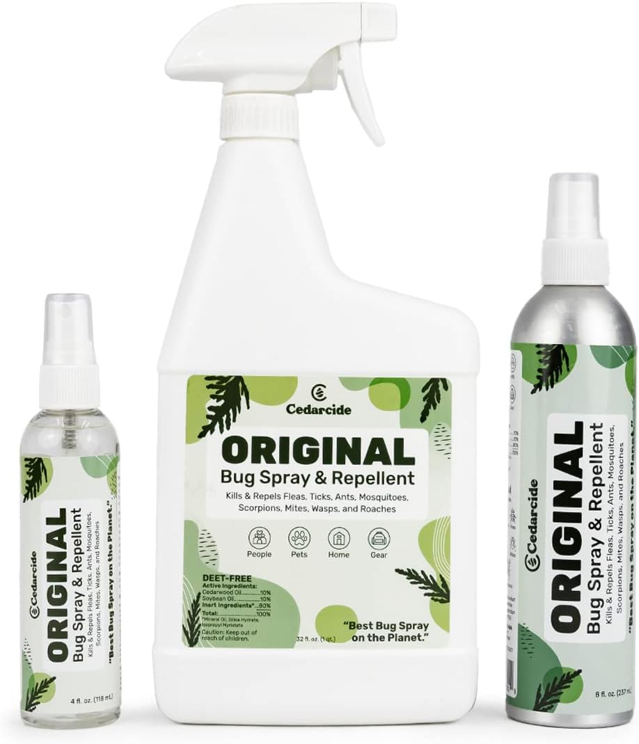 Cedarcide Original Bug Spray | Repel & Kill Fleas, Ticks, Mosquitoes, Mites, Ants & Chiggers | for use on People, Pets & Home | Natural Cedar Oil | Medium Size Kit