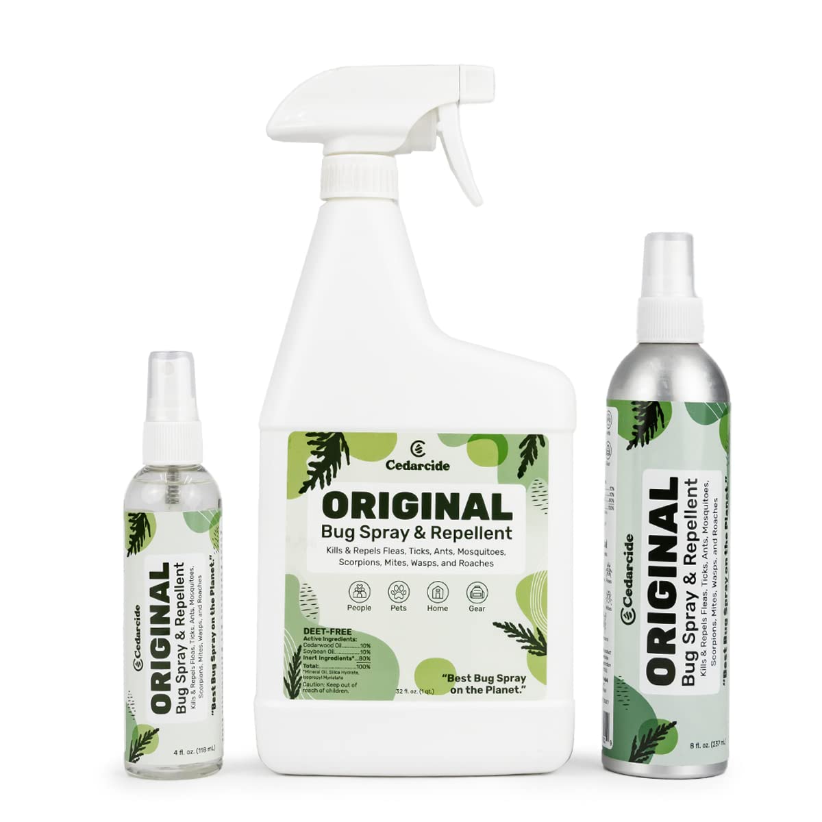 Cedarcide Original Bug Spray | Repel & Kill Fleas, Ticks, Mosquitoes, Mites, Ants & Chiggers | for use on People, Pets & Home | Natural Cedar Oil |