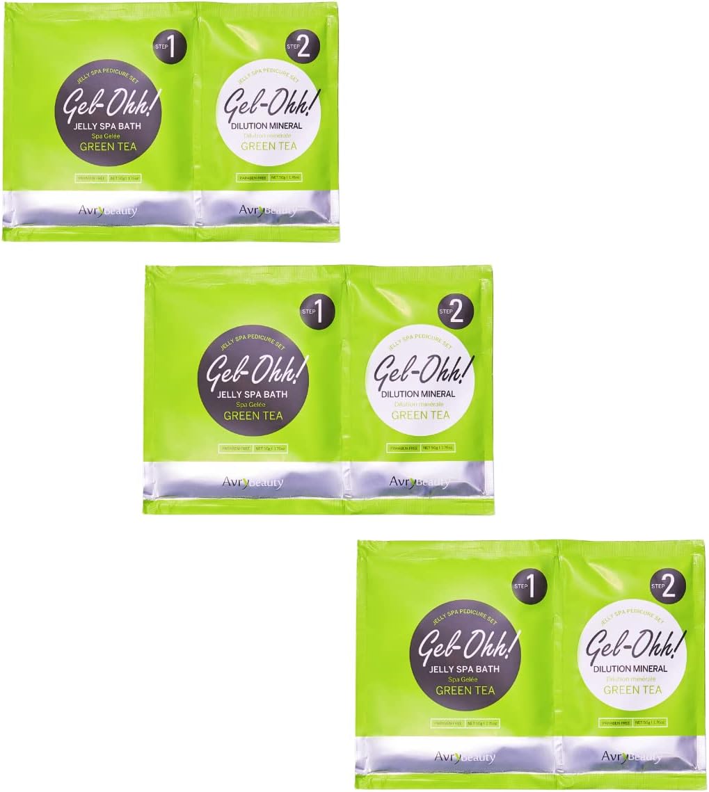 AVRYBEAUTY Gel-Ohh Jelly Spa Bath 3 pack, Green Tea Infused, Green Tea Scented, Pedicure, Salon Services, Jelly Pedicure, Pedi, Heat & Aroma Therapy