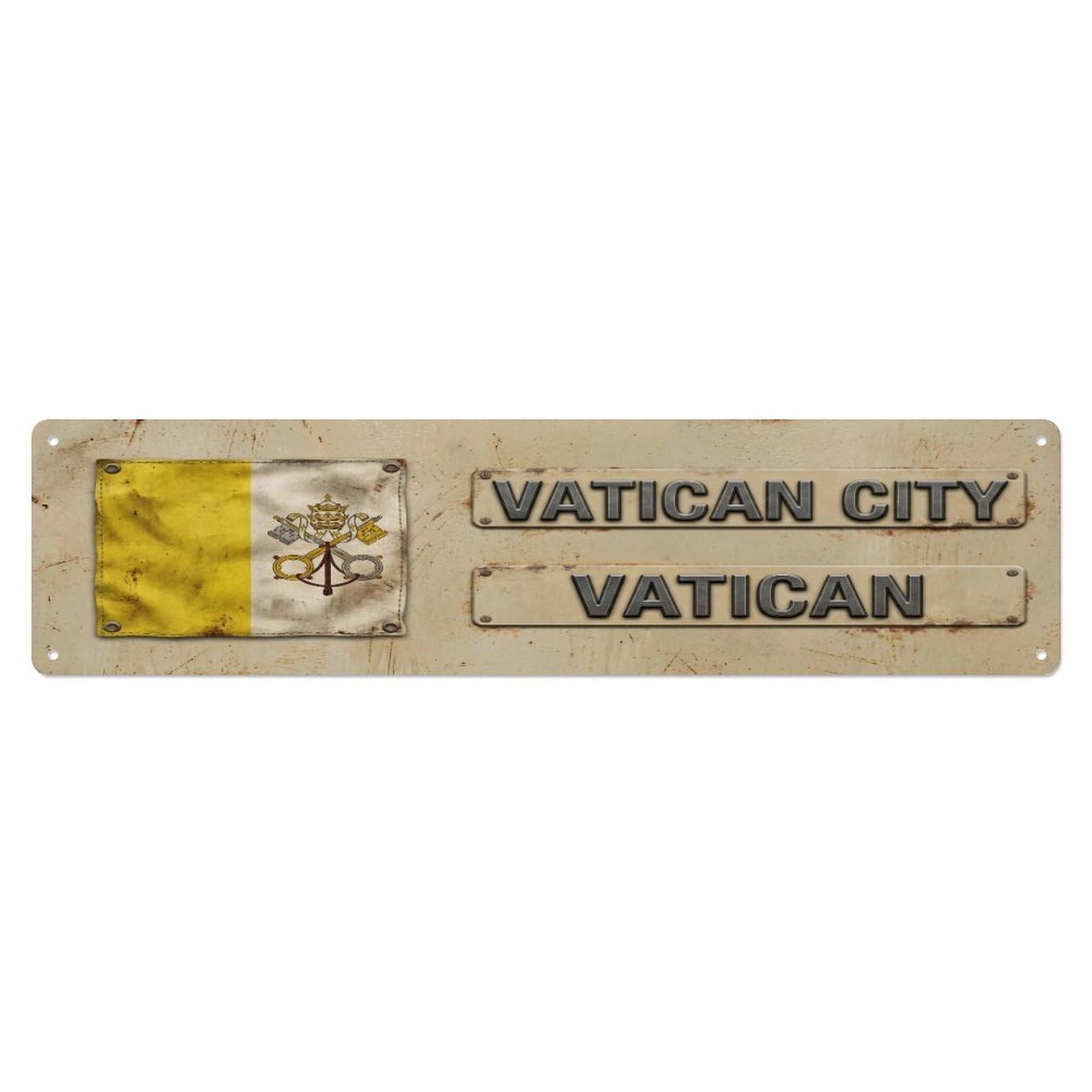 Metal Tin Sign Vintage Vatican City Vatican Flag Decor Rustic Travel