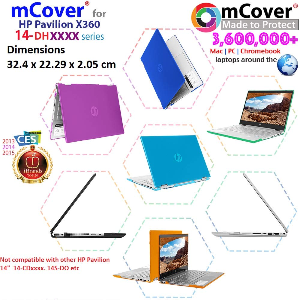 mCover - Custodia rigida solo per HP Pavilion x360 Convertible 14-DHxxxxx serie 14" (Dimensioni 32,4 x 22,29 x 2,05 cm) (Nero)