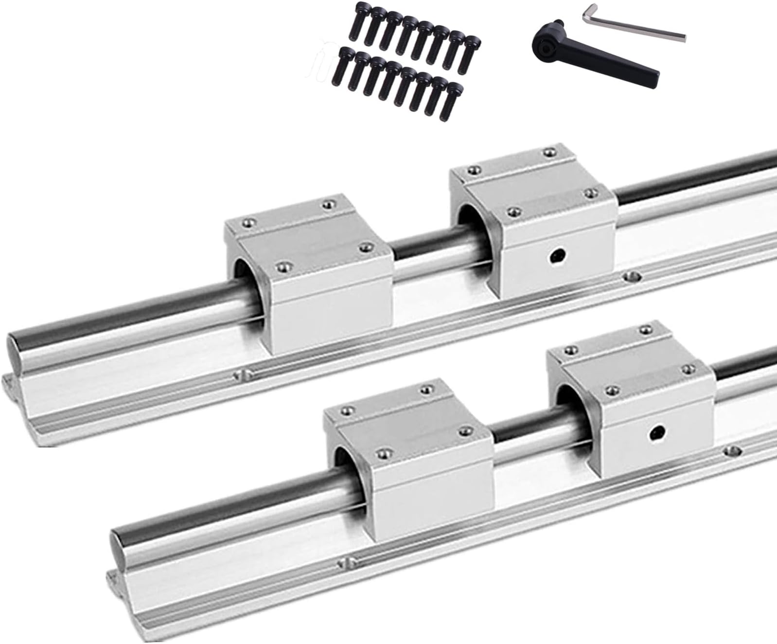 2Pcs 1000mm /39.4 inch Linear Rail with 4Pcs SBR16UU Linear Bearing Sliding Block CNC Parts for Fully suppoeted Shaft Rod