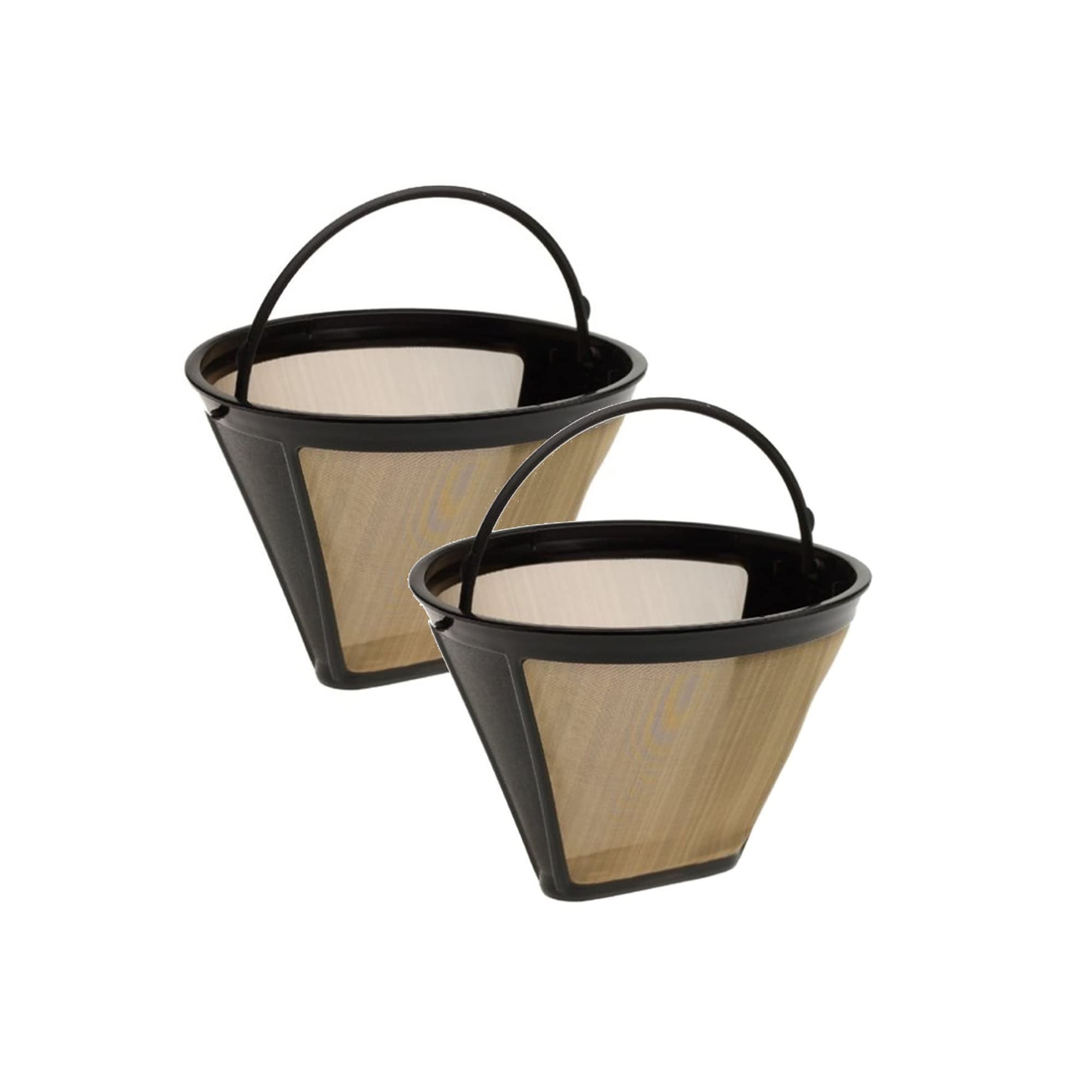 PERMINKSReusable Coffee Filter Stainless Steel Strainer, OEM upgrade replacement for Cuisinart, Moccamaster, Bonavita Carafe, Gold Tone number 4 basket size, Cone, 10 12 14 cup, GTF, Dishwasher