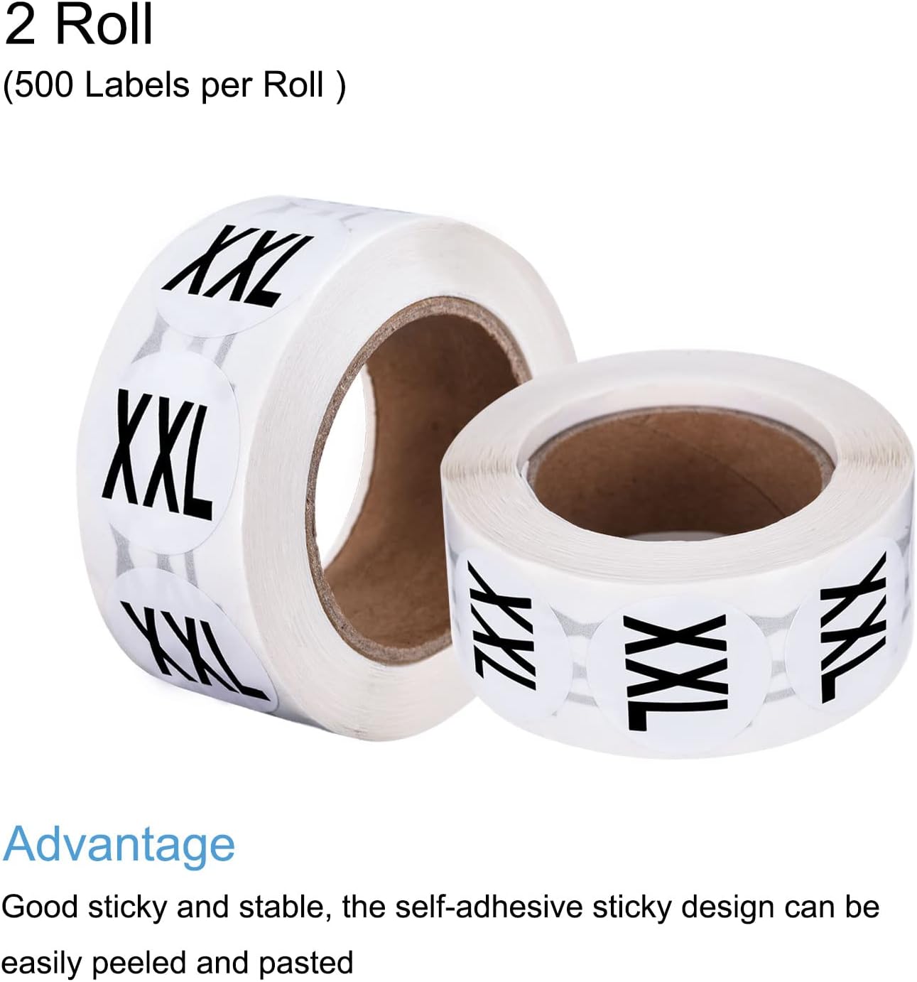MECCANIXITY Clothing XXL Large Size Sticker Label Coding Label 25mm/1inch Dia 2 Roll 1000 Round Adhesive Labels for Clothes Apparel