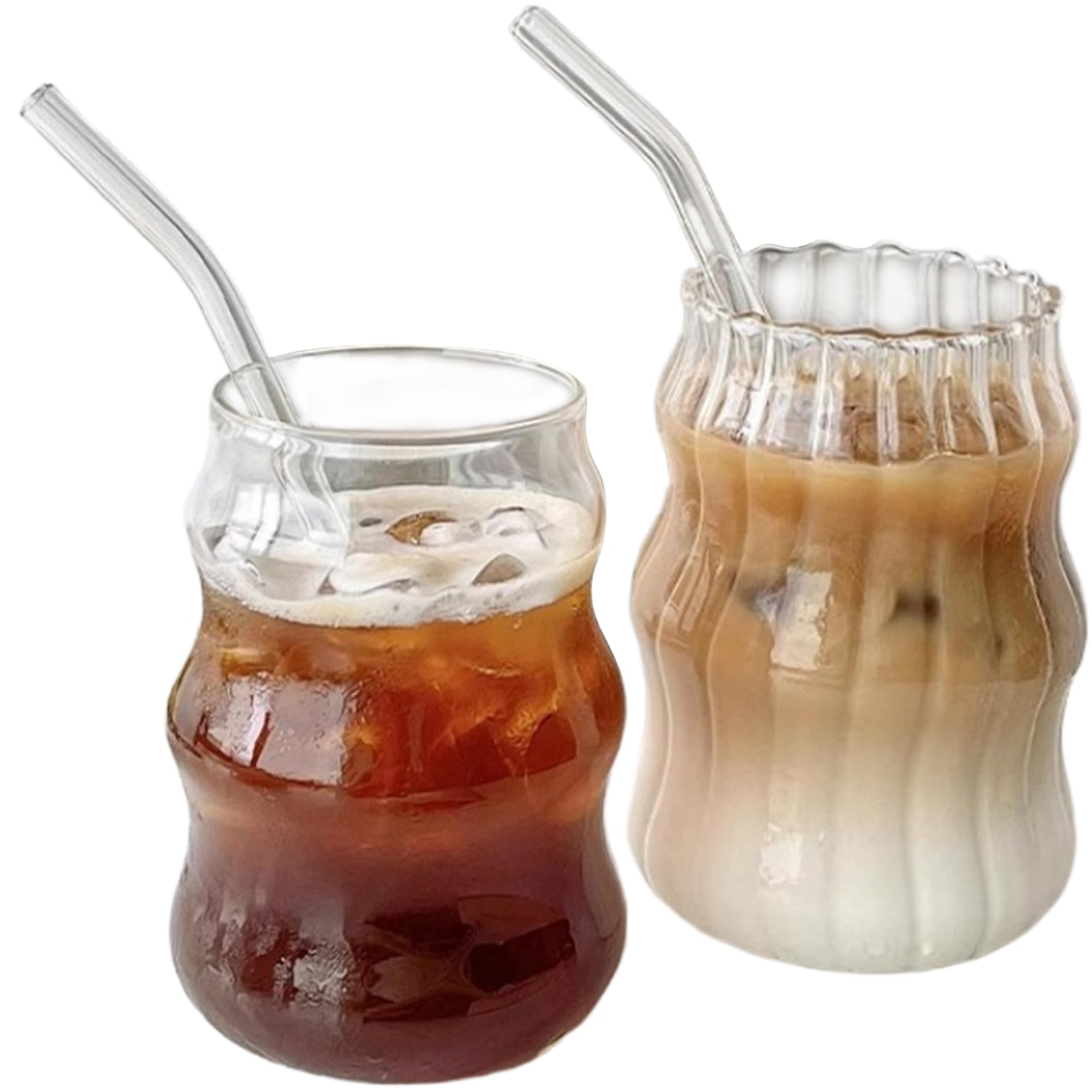 Tasses en verre avec pailles lot de 2 verrerie vintage de 18 oz