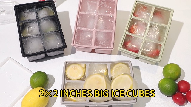 Molde para cubos de hielo grande cuadrado de silicona con tapa miniatura 7