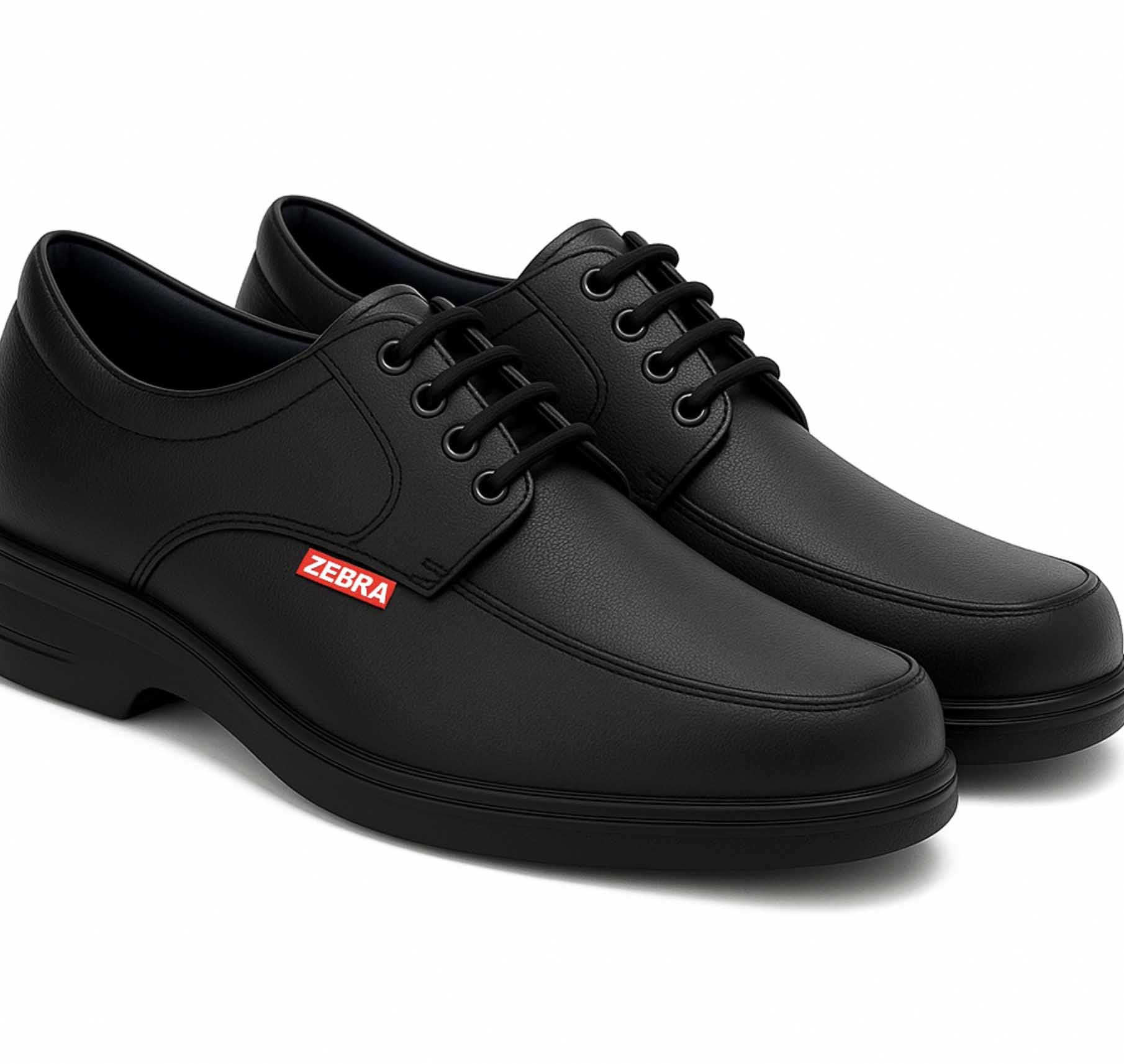 marswalk Men's Formal Derby Office Shoes, Black Leather, Round Toe, Lace-up Closure, PU Sole, Brogue Detailing-picture-38