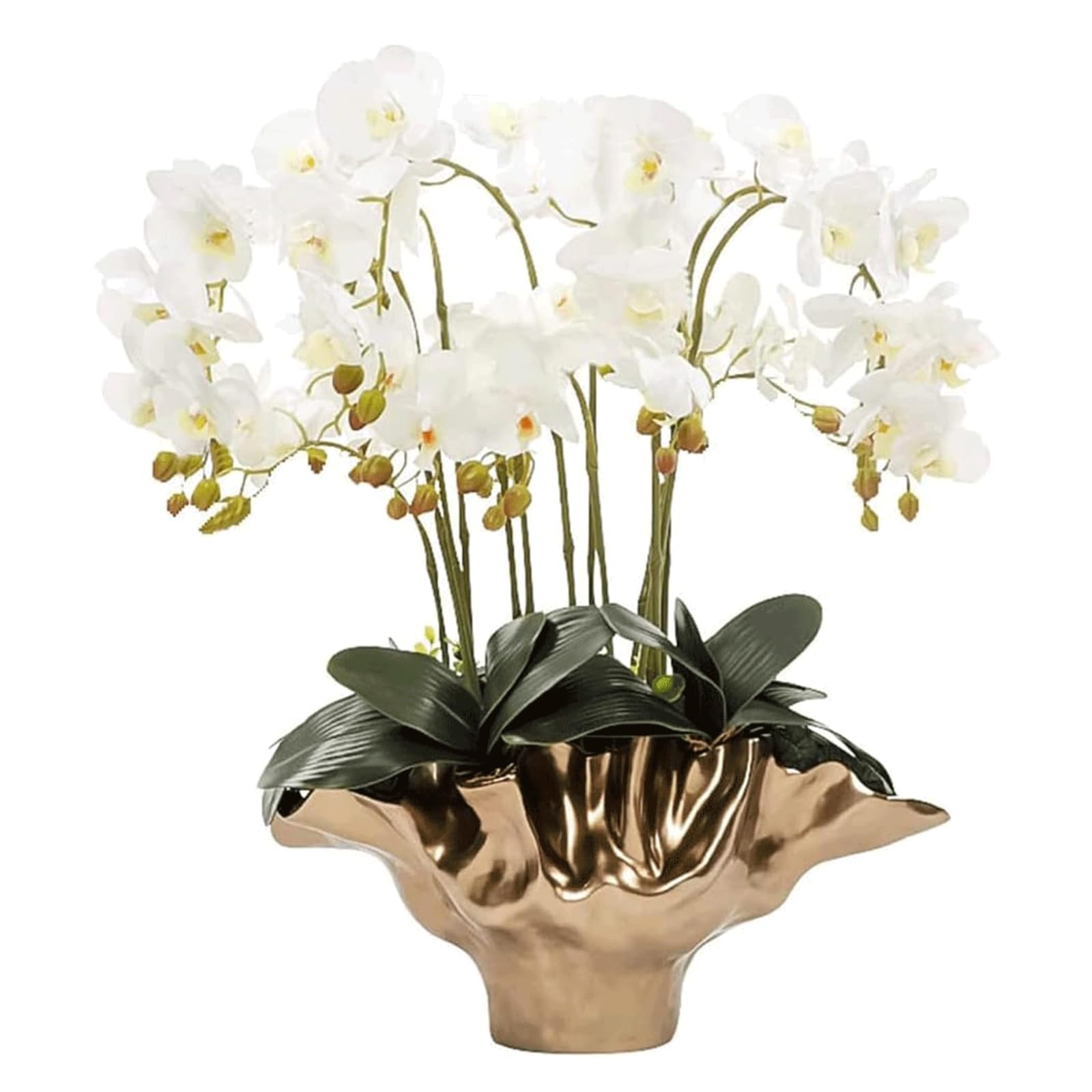 MYUYEE Artificial Flower Resin Artificial Orchid With Vase Artificial Phalaenopsis Flowers Potted 70Cm For Home Decor Faux Orchids