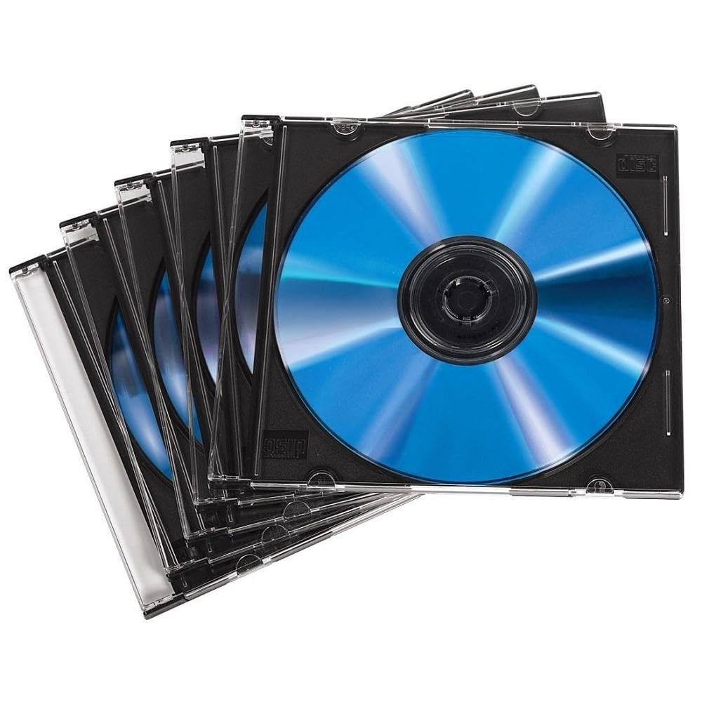 Hama CD-Leerhüllen Schutzhülle (100er Pack, Slim Line, Höhe: 5mm) CD-Hüllen Transparent-Schwarz
