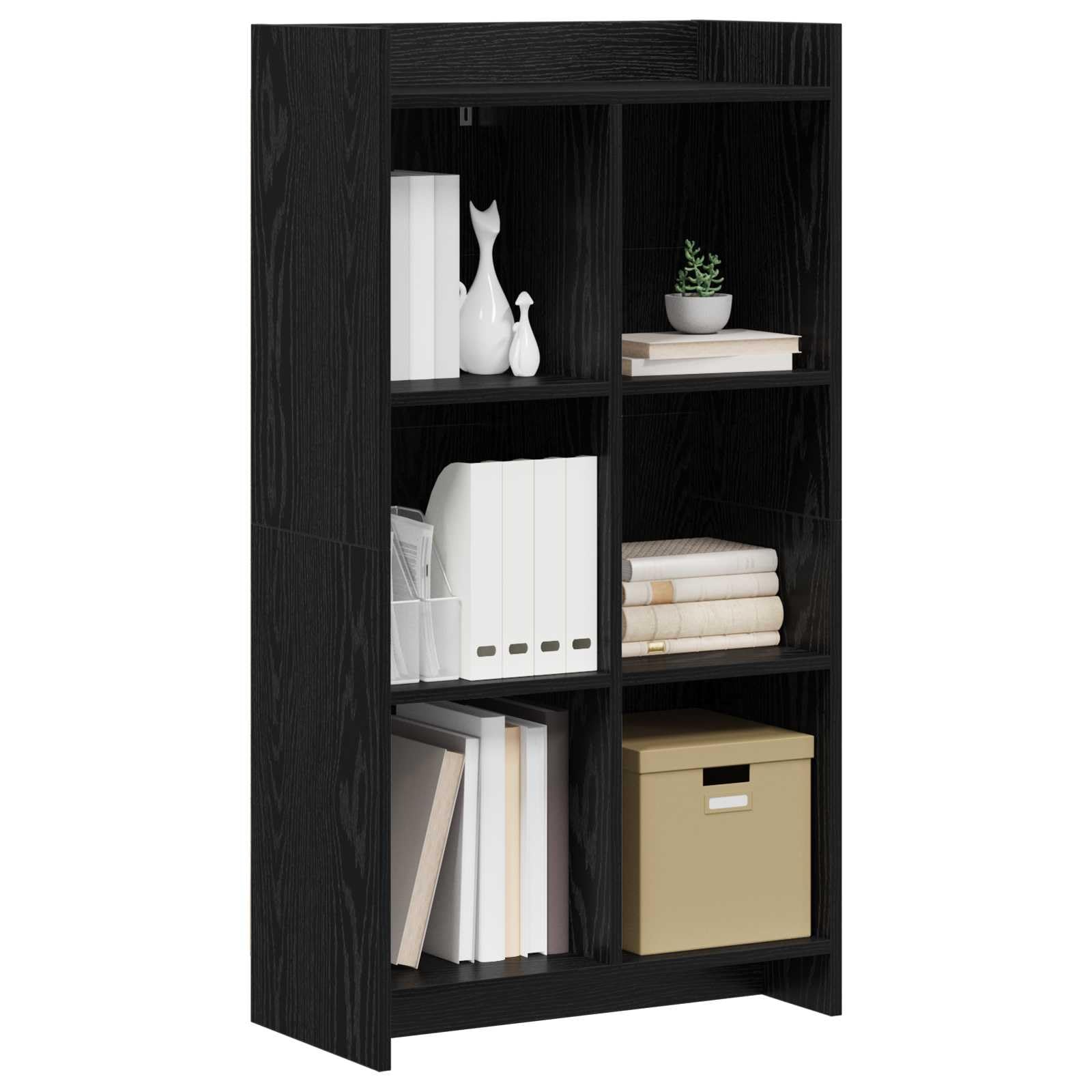 Libreria in rovere nero, 59 x 30 x 111 cm, con 6 ripiani, per ufficio, soggiorno, studio, cameretta dei bambini, corridoio