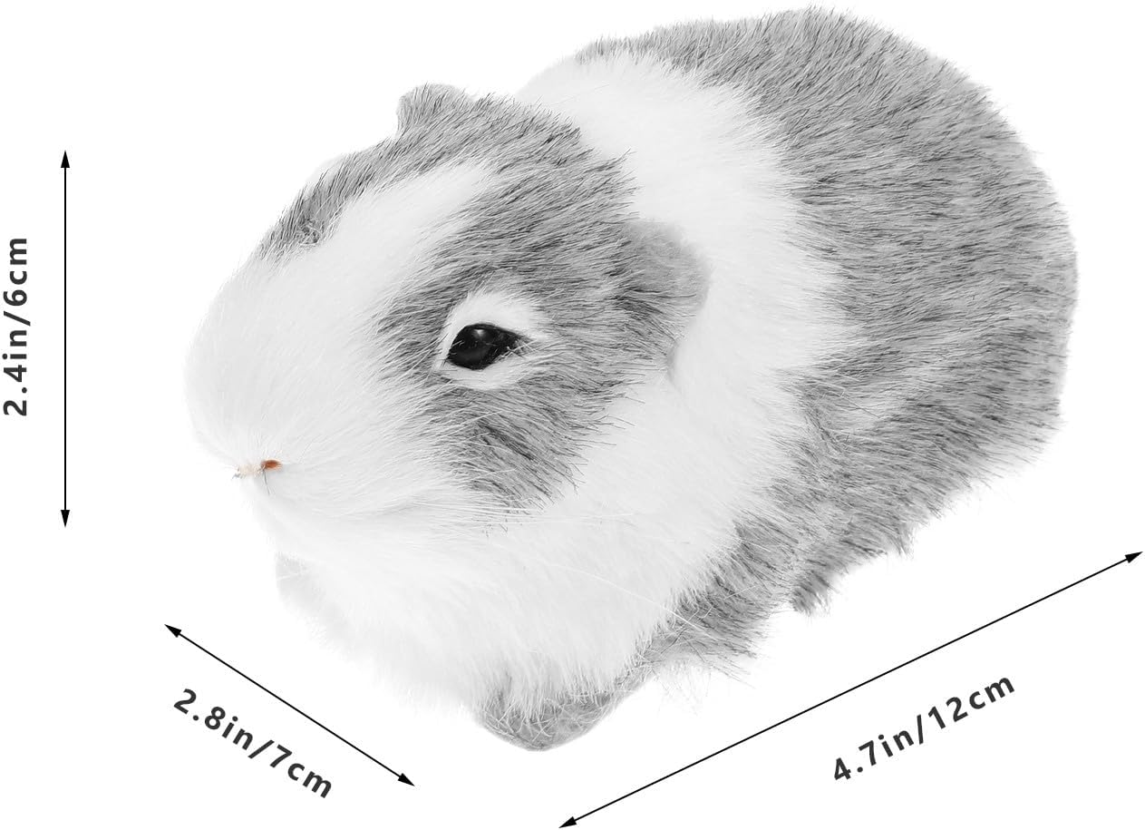 Amosfun Simulated Animal Hamster Figurine Stuffed Animal Brushy Hamster Home Office Shelf Desk Decor Christmas Party Favors Grey