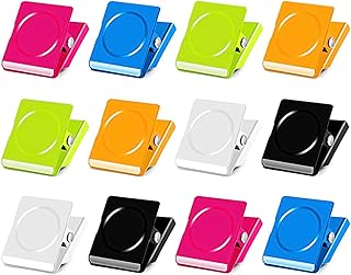 Refrigerator magnet clip, candy color iron clip, square magnetic note clip, multi-functional food sealing clip 6pcs