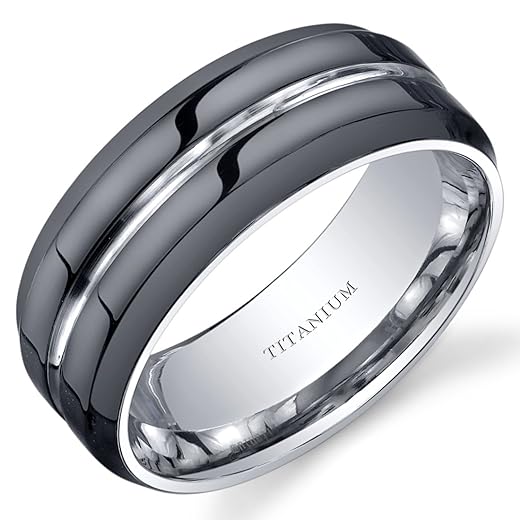 PEORA Modern Men's Black Titanium Ring