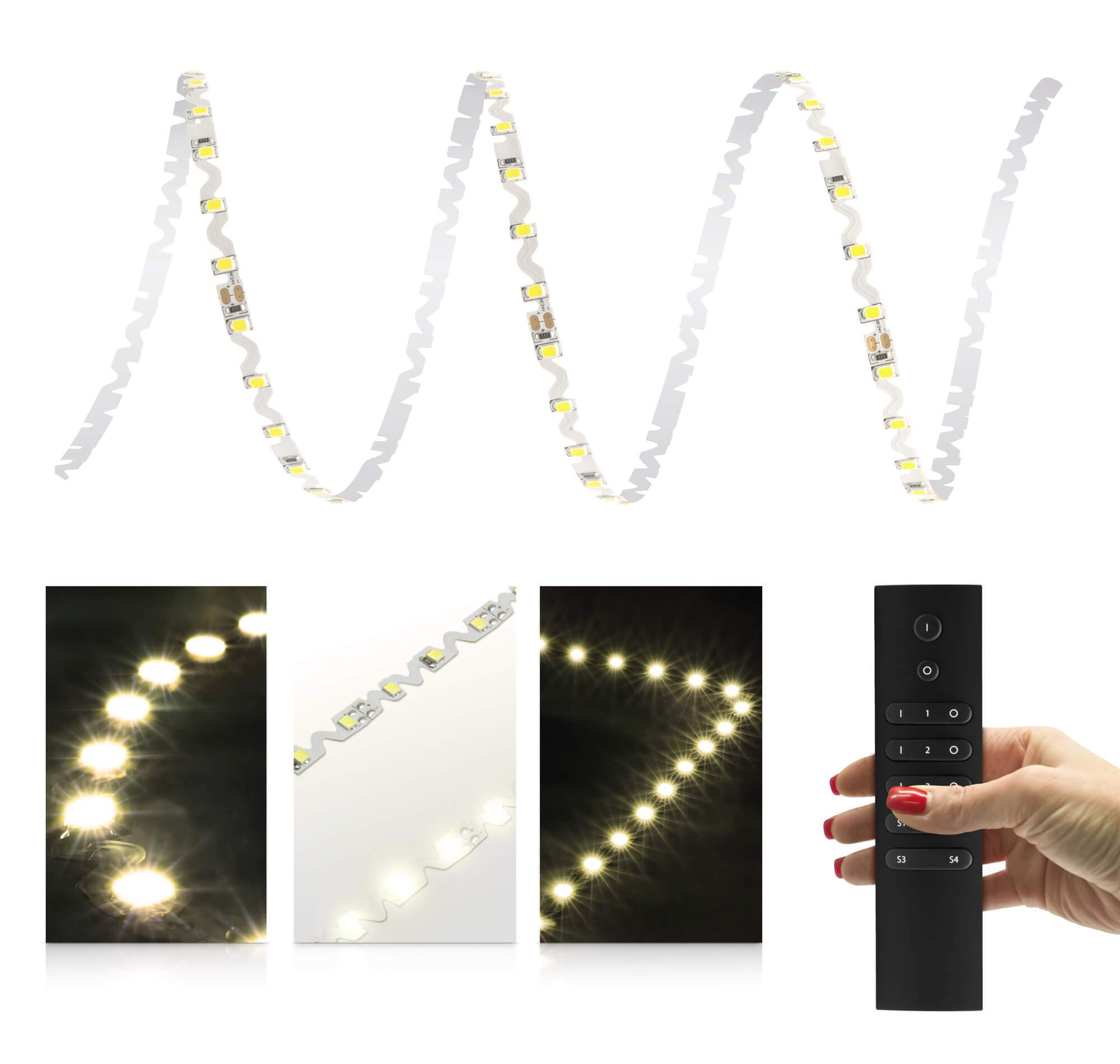 Tira LED en forma de S de 24 V, IP20, luz blanca cálida, 72 LED/m 2835, set de hogar inteligente y fuente de alimentación, controlador Zigbee, mando a distancia de 6 m