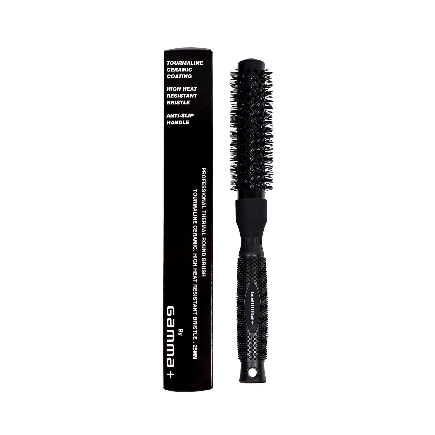 Gamma+ Cepillo Redondo Pelo Térmico de Cerámica Turmalina, Cepillo de Peluquería con Mango Antideslizante, Ligero (25 MM)