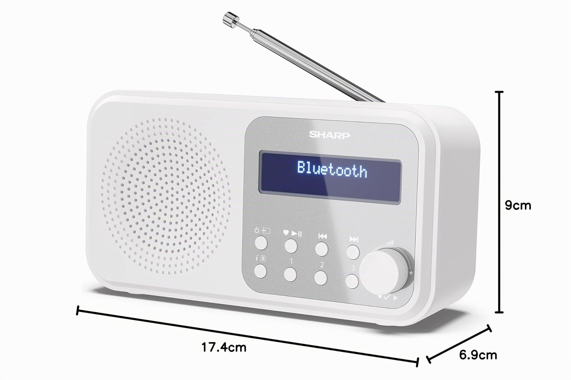 SHARP DR-P420 (WH) Radio numérique Portable Tokyo (Dab/Dab+/FM avec RDS, Bluetooth, USB ou Piles) Blanc