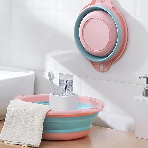 Miniatura 5 de Tainrunse Tina de lavado portátil de plástico plegable lavabo de cocina platos de cocina lavabo para acampar suministros de viaje, rosa, S