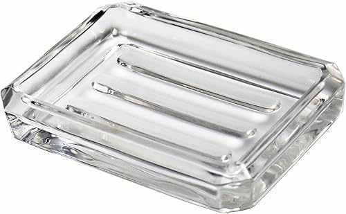 Jabonera de vidrio transparente, soporte para jabón pesado para baño, fregadero y cocina Jabonera de vidrio transparente, soporte para jabón pesado para baño, fregadero y cocina