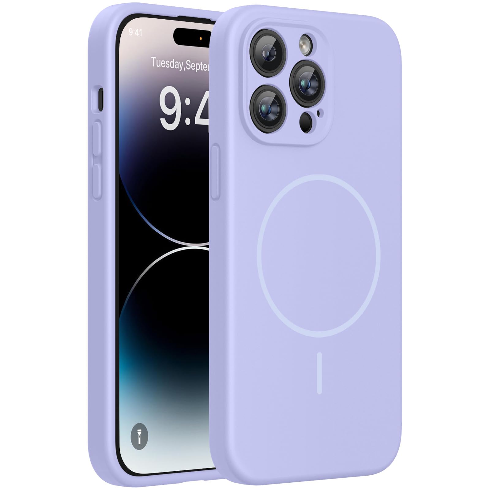 Miracase Silicone &amp; Magnetic for iPhone 14 Pro Case, Light Purple