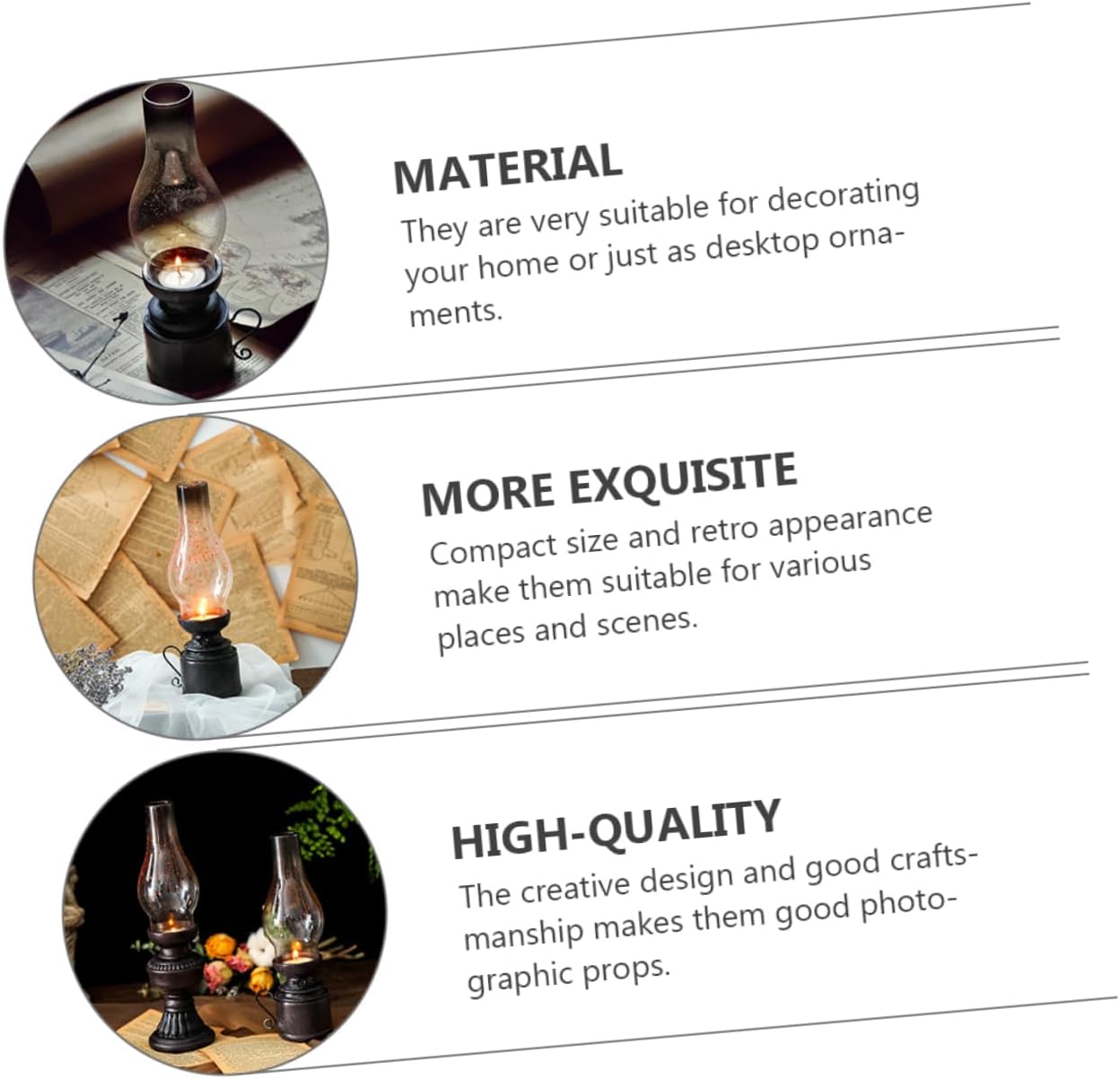 Cabilock Resin Oil Lamp Craft Vintage Kerosene Lamp Model Oil Lantern for Party Centerpiece and Home Decor