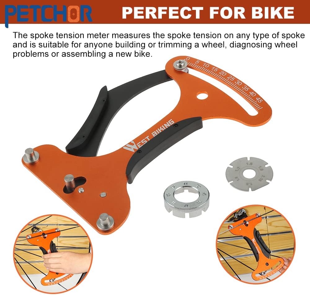 Spoke Tension Meter Tool Bike Indicator Meter Tensiometer, Wire Tension Adjustment Tool for Measuring Bicycle Wheel Spokes Voltage Value