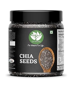 Go Vegan Premium Raw Chia Seeds Jar Pack | Omega 3 and Fibe Seeds Rich in Calcium, Protein & Fibre (1 Kg) - image, photos