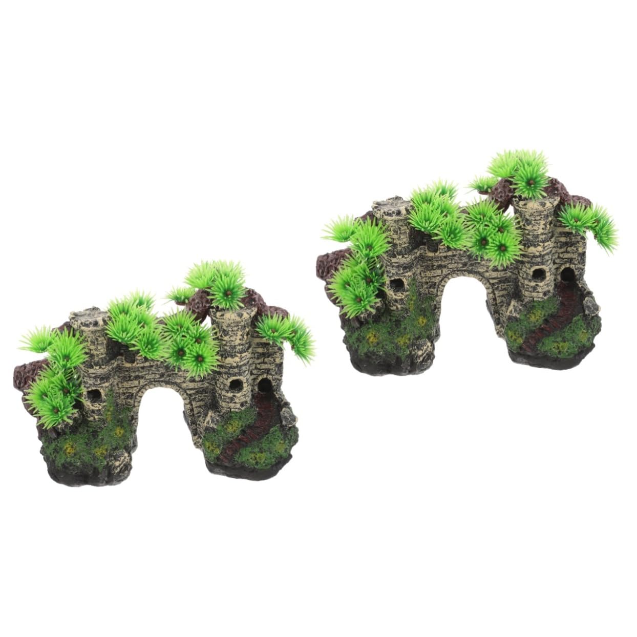 BESPORTBLE 2stücke Aquarium Dekoration Resin Künstliches Schloss Ornament Für Fischbehälter Wasserbeständig Für Garnelen Und Aquarienbewohner Vielseitiges Zubehör Für Faszinierende