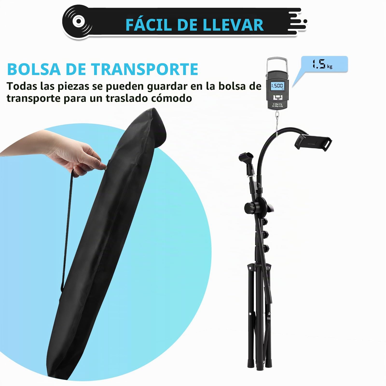 K KASONIC Soporte de Micrófono con Portatabletas, Soporte de Micrófono de Trípode Ajustable con Brazo para Actuaciones, Soporte de Micrófonos de Pie para Canto, Actividades al Aire Libre
