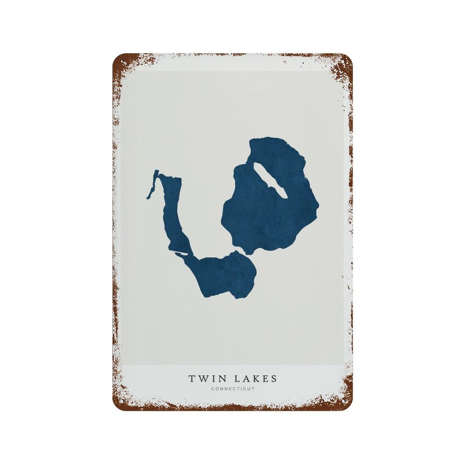 xiaoxiaoshen Twin Lakes Lake Map House Gift Connecticut Wall Decor Art Metal Tin Poster Modern Home Decor Art Home Bar Shop Decorations Vintage Sign 30x20cm
