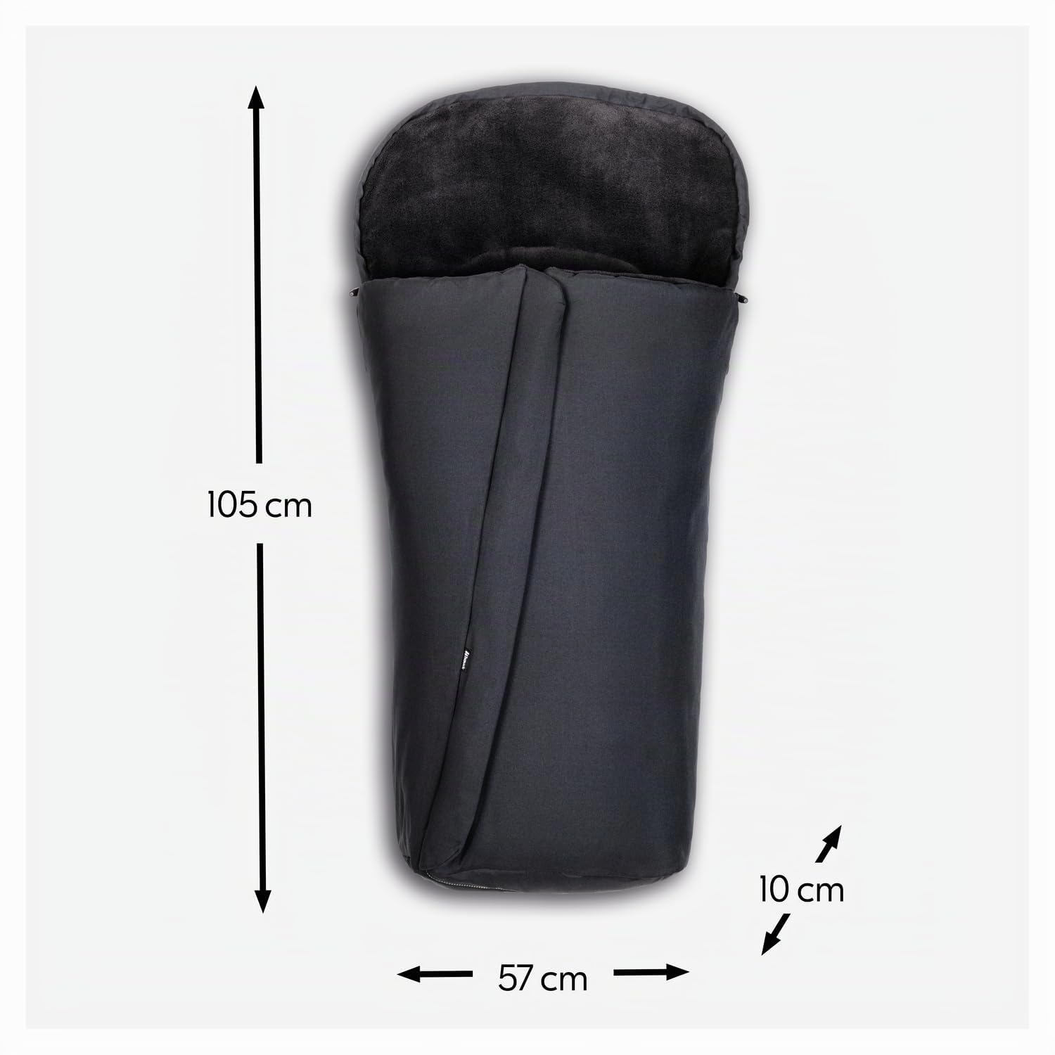 hauck Sacco Passeggino Universale, Nero - 105 x 57 x 10 cm, Caldo e Antivento con Interno in Pile, Cerniera a 2 Vie, Antiscivolo, Lavabile, Arrotolabile in una Borsa, dalla Nascita fino a 3 Anni