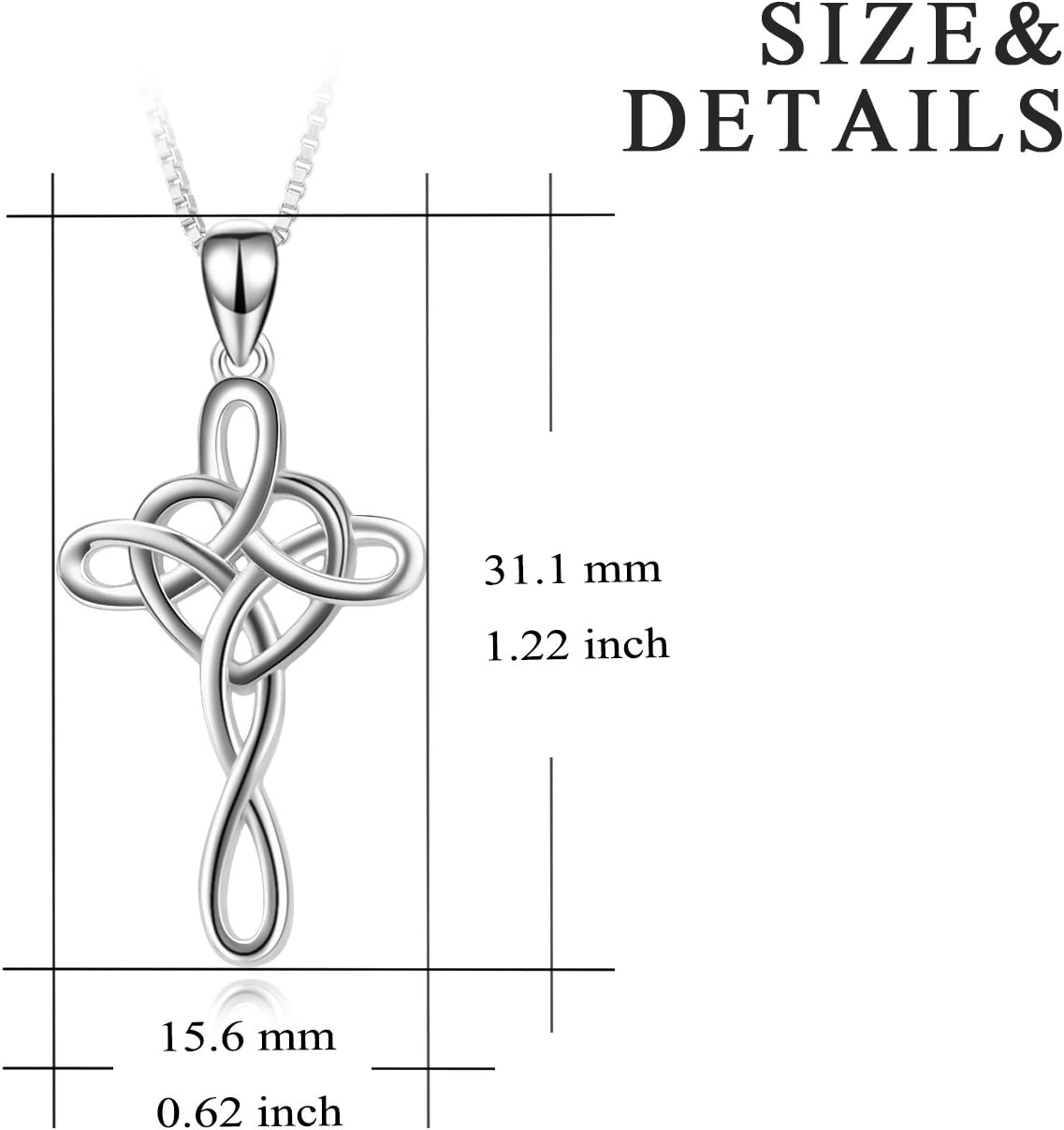 YFN Cross Necklace 925 Sterling Silver Celtic Knot Cross Infinity Heart Love Pendant Necklace 18" - Image 4