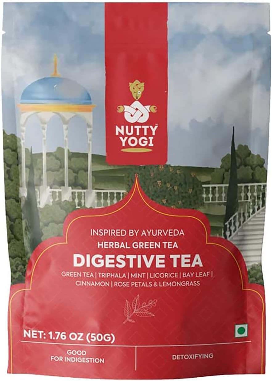 Nutty Yogi Herbal Green Digestive Tea | 50g | Chai with Herbs I 100% Natural I Digestive I Detox I Slimming I Herbal Tisane