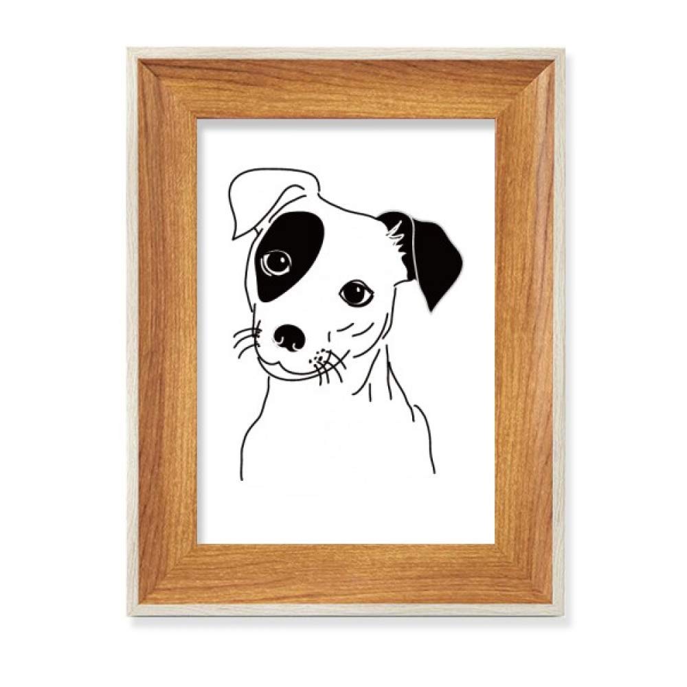Chien noir illustration schéma et cadre de photo bois pour tableau