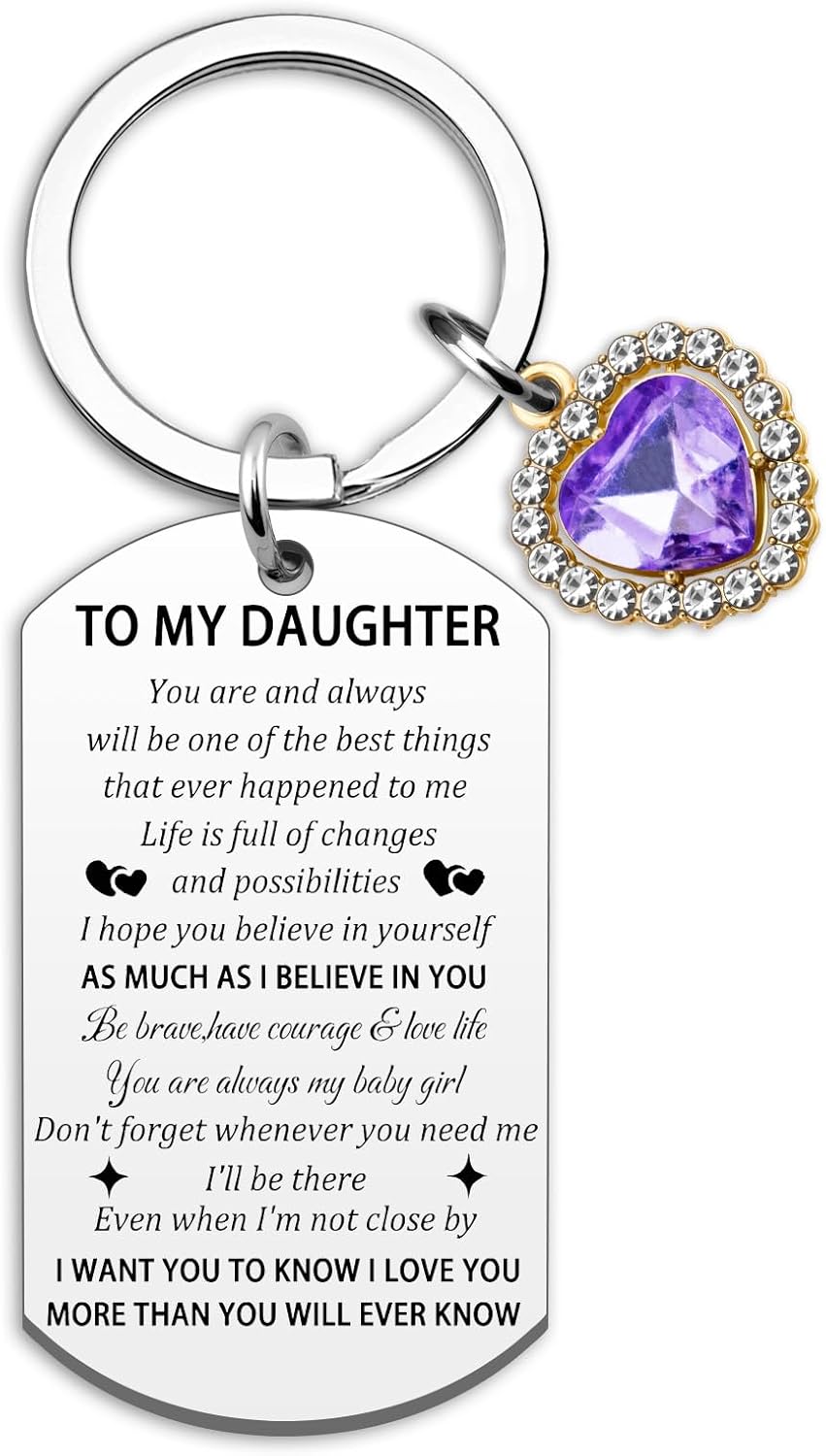 Valentines Day Gifts For Daughter Gifts From Mom Dad To My Daughter Keychain Inspirational Birthday Gift For Daughters Adult Graduation Mothers Day Christmas Happy Birthday Gift For Daughters