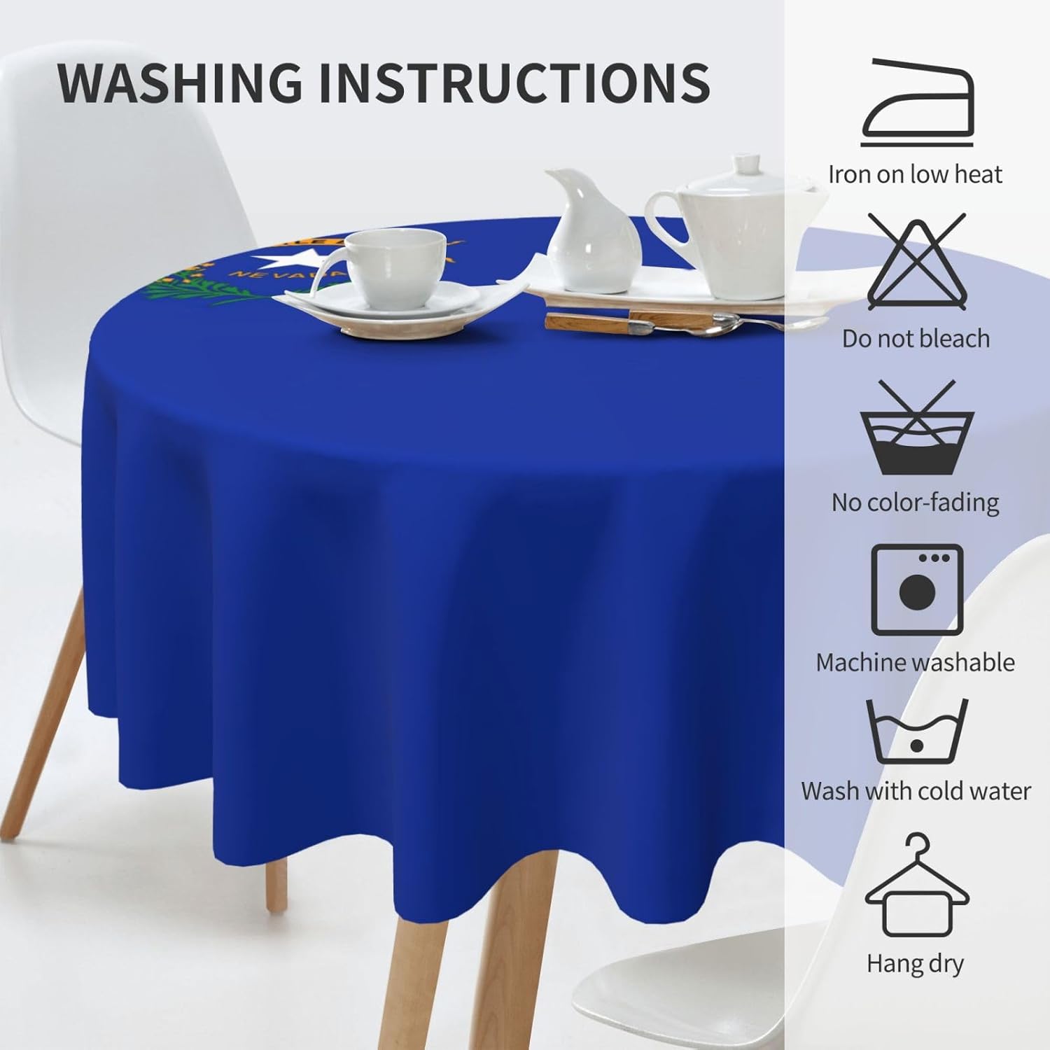 Nevada State Flag Print Wrinkle Free Dining Table Cover for Birthday Party Farmhouse Tablecloths Up to 60 x 60 Inches